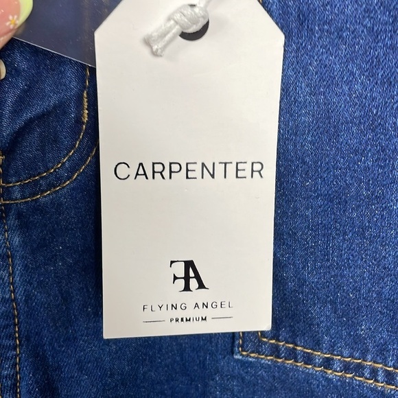 NWT Flying Angel Carpenter Denim Jean Shorts High Rise Sz 11 30 - Picture 2 of 12